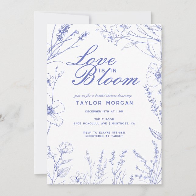 Elegant Wildflower Floral Bridal Shower Einladung (Vorderseite)