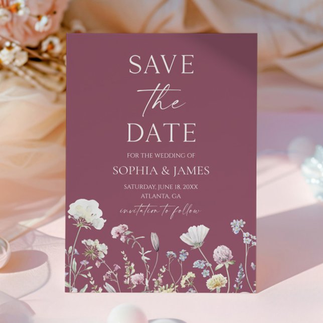 Elegant Wildflower Floral Flowers Wedding Save The Date (Von Creator hochgeladen)