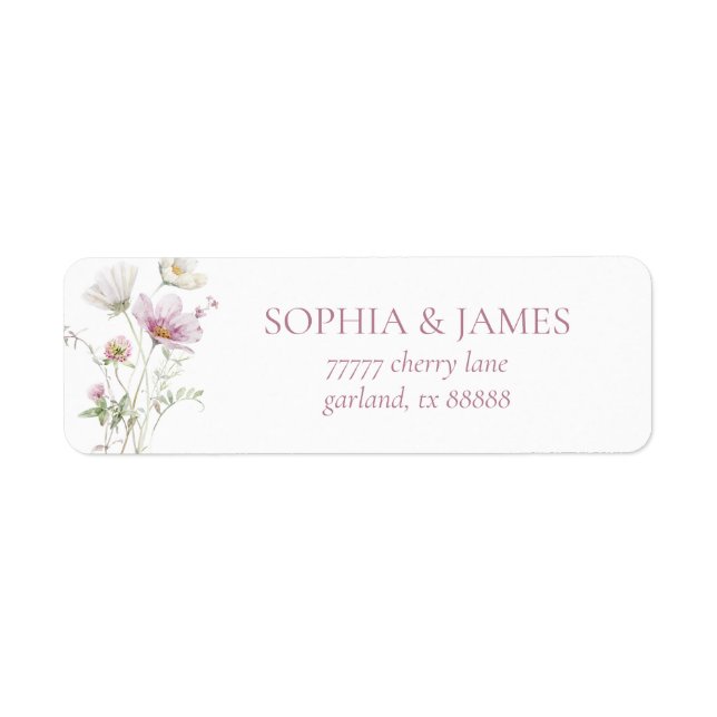 Elegant Wildflower Floral Wedding Return Address (Vorne)