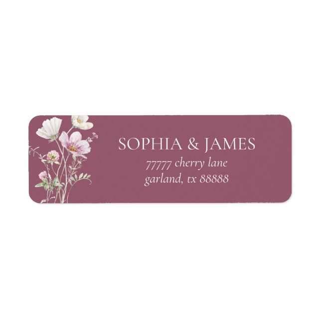 Elegant Wildflower Floral Wedding Return Address (Vorne)