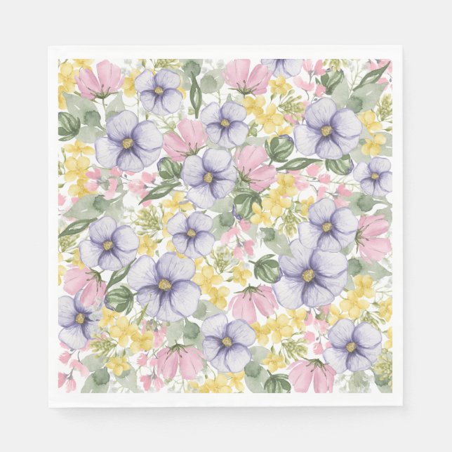 Elegant Wildflower Floral Wedding Serviette (Vorderseite)