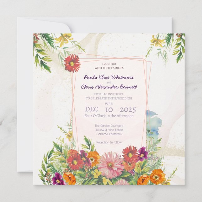Elegant Wildflower Garden Wedding Invitation (Devant)