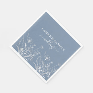 Elegant Wildflower Periwinkle Wedding  Serviette