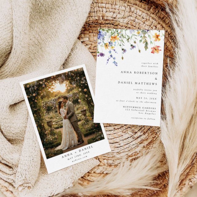 Elegant Wildflower Photo Wedding Invitation (Créateur téléchargé)