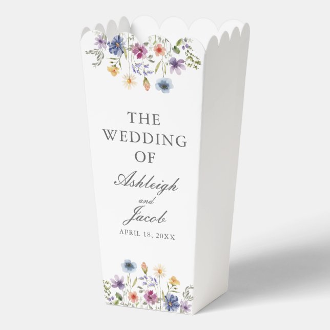 Elegant Wildflower Spring Wedding Custom Popcorn Geschenkschachtel (Vorderseite)