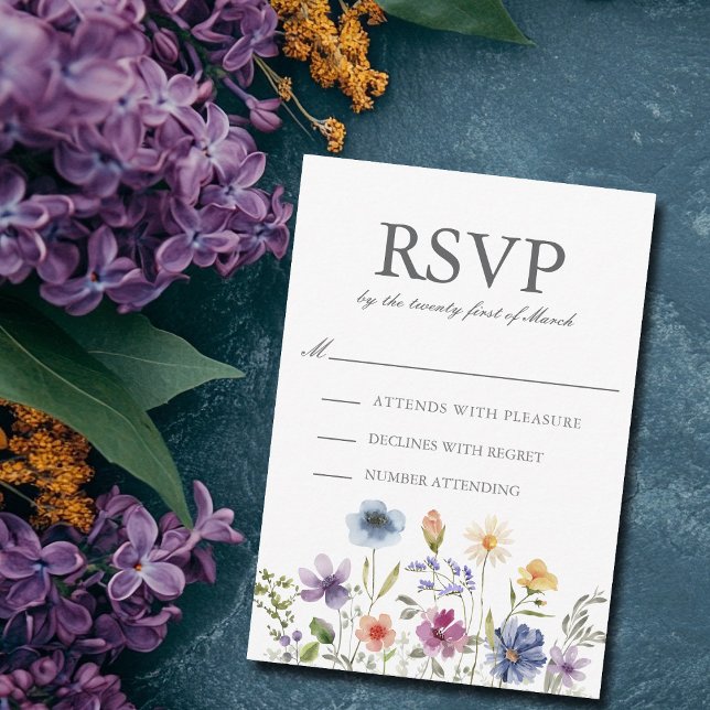 Elegant Wildflower Spring Wedding RSVP Karte (Von Creator hochgeladen)