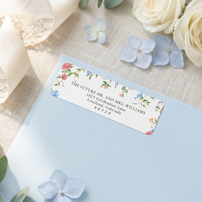 Elegant Wildflower Wedding Return Address (Von Creator hochgeladen)