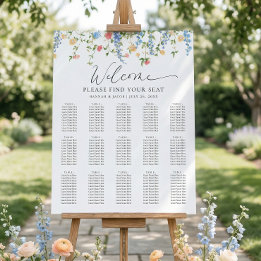 Elegant Wildflower Wedding Seating Chart Poster