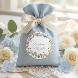Elegant Wildflower Wedding Thank You Favor Runder Aufkleber