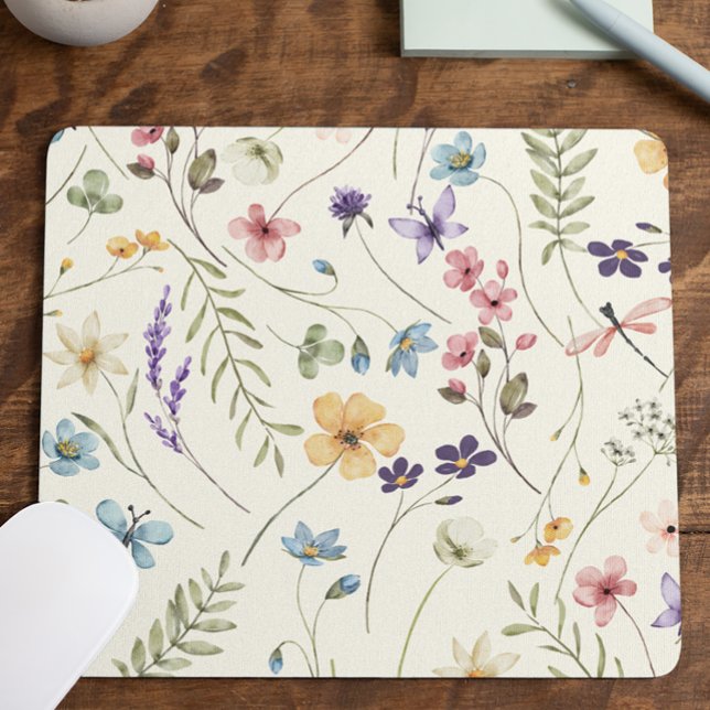 Elegant Wildflower Wild Flower Floral Custom Mousepad (Von Creator hochgeladen)
