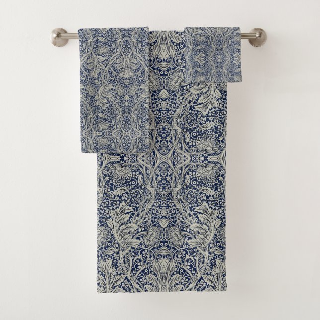 Elégant William Morris Floral Bleu Motif blanc (En situation)
