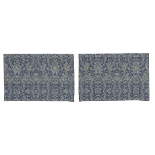 Elegant William Morris Floral Blue White Pattern Kissenbezug