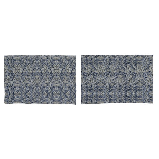 Elegant William Morris Floral Blue White Pattern Kissenbezug (Vorderseite-Set)