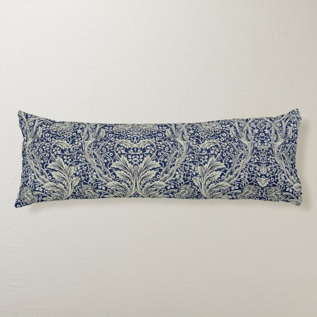 Elegant William Morris Floral Blue White Pattern Seitenschläferkissen (Vorderseite)