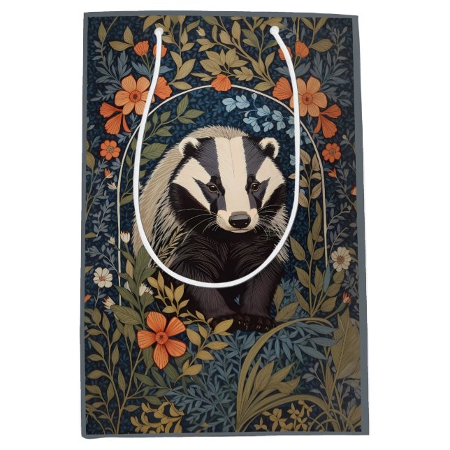 Elegant William Morris Inspiriert Badger Mittlere Geschenktüte (Vorderseite)