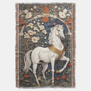 Elegant William Morris Inspiriert Weißes Pferd Decke