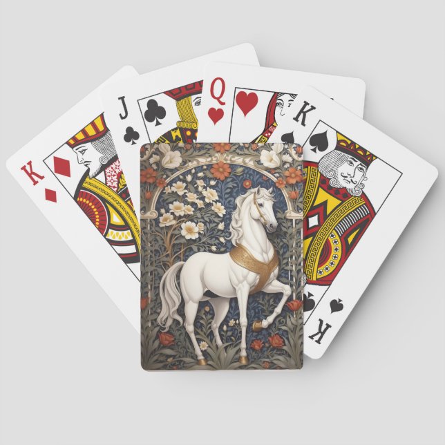 Elegant William Morris Inspiriert Weißes Pferd Spielkarten (Rückseite)