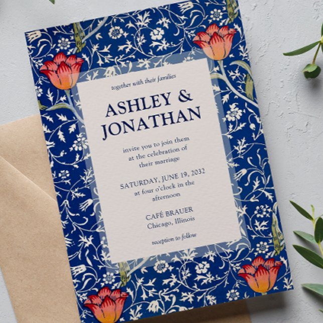 Elegant William Morris Medway Pattern Wedding Einladung (Von Creator hochgeladen)