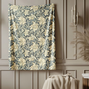 Elegant William Morris Pattern Pastellgrün Elfenbe Fleecedecke
