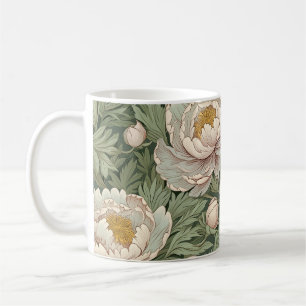 Elégant William Morris Style Peony Flowers Mug