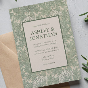 Elegant William Morris Tulip Pattern Wedding Einladung