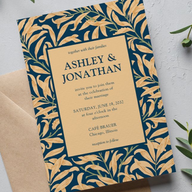 Elegant William Morris Willow Pattern Wedding Einladung (Von Creator hochgeladen)