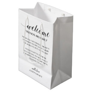 Elegant Willkommen bei der Übernachtung für Hochze Mittlere Geschenktüte