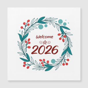 Elegant Willkommen im Jahr 2026 - Festival Laurel  Magnetkarte