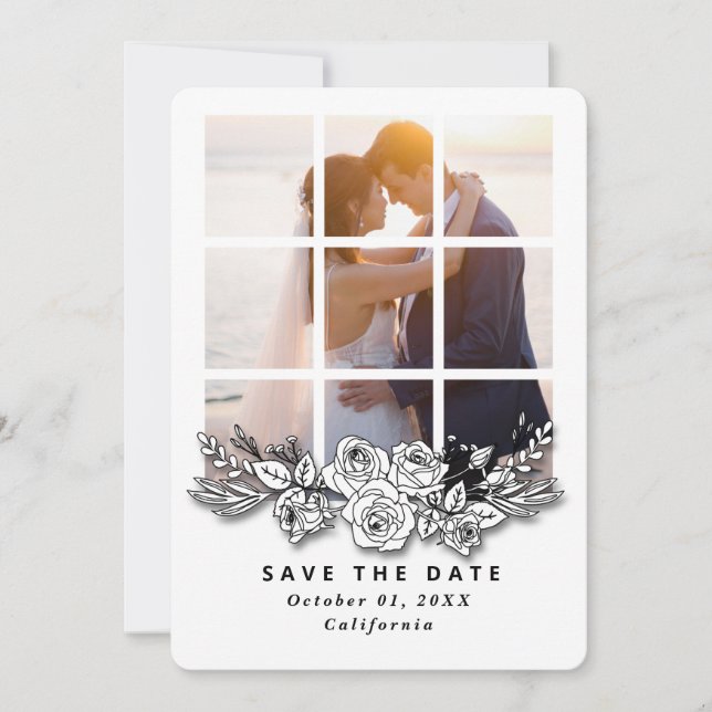 Elegant Window with Image Wedding Save the Date Einladung (Vorderseite)