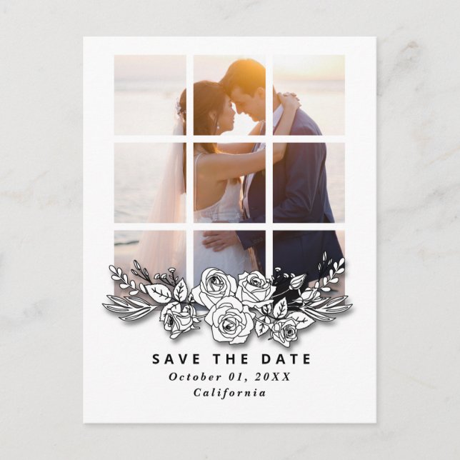 Elegant Window with Image Wedding Save the Date Postkarte (Vorderseite)