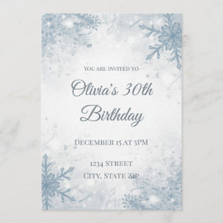 Elegant Winter 30th Birthday Invitation – Icy Snow Einladung