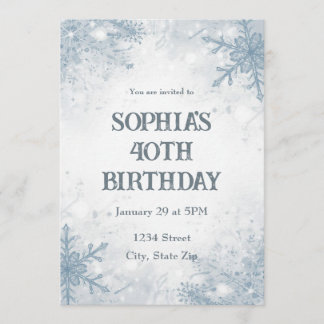 Elegant Winter 40th Birthday Invitation – Frosted Einladung