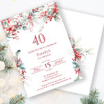 Elegant Winter Berry Botanical 40. Geburtstag Einladung<br><div class="desc">Erleben Sie einen besonderen Winter- oder Weihnachtsfest mit der eleganten roten Beere und dem schönen Blumenmuster von Salbei. Tiefe rote Beeren sind in Blätter und Ästen eingebettet. Roter Text trägt zur festlichen Stimmung bei. Dieser Artikel ist Teil der Winter Berry Collection. Es enthält Vorlagen, mit denen Sie schnell eine einzigartige...</div>
