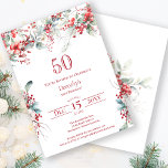 Elegant Winter Berry Botanical 50. Geburtstag Einladung<br><div class="desc">Erleben Sie einen besonderen Winter- oder Weihnachtsfest mit der eleganten roten Beere und dem schönen Blumenmuster von Salbei. Tiefe rote Beeren sind in Blätter und Ästen eingebettet. Roter Text trägt zur festlichen Stimmung bei. Dieser Artikel ist Teil der Winter Berry Collection. Es enthält Vorlagen, mit denen Sie schnell eine einzigartige...</div>