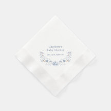 Elegant Winter Blue Floral Wreath Baby Shower