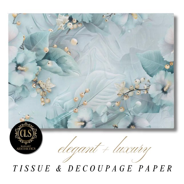 Elegant Winter Blue Florals Luxe Aesthetics  Seidenpapier (Von Creator hochgeladen)