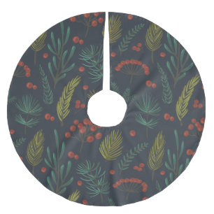 Elegant Winter Botanical Polyester Weihnachtsbaumdecke