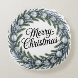 Elegant Winter Cheer Rundes Kissen