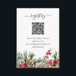 Elegant Winter Christmas Wedding Registry QR Code Begleitkarte<br><div class="desc">Die elegante Weihnachtsregisterkarte QR Code Enclosure Card enthält einen QR-Code,  der Sie mit Ihrem Hochzeitsregister verbinden kann,  sowie eine elegante rote und grüne Aquarellpflanze von Heiligen und Beeren.</div>