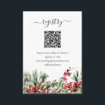 Elegant Winter Christmas Wedding Registry QR Code Begleitkarte<br><div class="desc">Die elegante Weihnachtsregisterkarte QR Code Enclosure Card enthält einen QR-Code,  der Sie mit Ihrem Hochzeitsregister verbinden kann,  sowie eine elegante rote und grüne Aquarellpflanze von Heiligen und Beeren.</div>