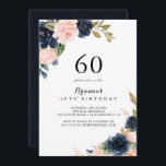 Elegant Winter Floral 60. Geburtstagsparty Einladung<br><div class="desc">Diese elegante Winterblütenparty zum 60. Geburtstag lädt zu einer einfachen Geburtstagsfeier ein. Das Design ist in dunkelblau,  blau,  blau,  navy,  rosa,  rot,  goldgelb und grün,  Blume gehalten und in eleganten Bouquets untergebracht.</div>