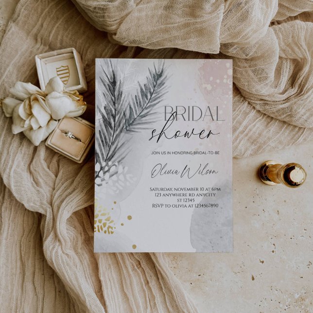 Elegant Winter Floral Bridal Shower Party Einladung (Von Creator hochgeladen)