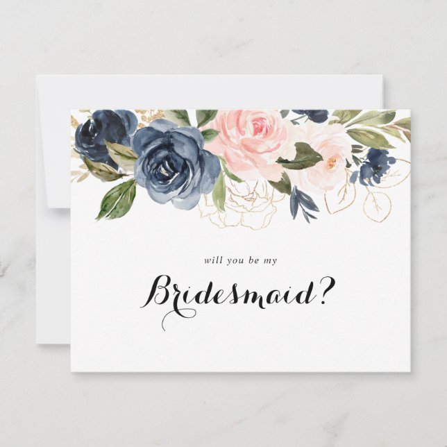 Elegant Winter Floral Bridesmaid Vorschlag Mitteilungskarte (Vorderseite)