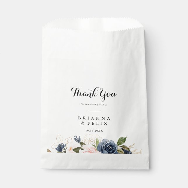 Elegant Winter floral Danke Hochzeit Geschenktütchen (Vorderseite)