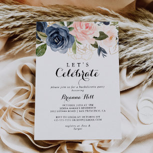 Elegant Winter Floral Let's Celebrate Party Einladung