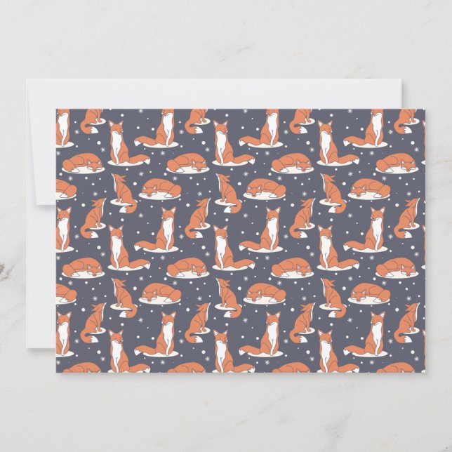 Elegant Winter Fox Snowy Night Feiertagskarte (Vorderseite)