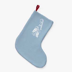 ELEGANT WINTER Frost Blue Holly Monogram Kleiner Weihnachtsstrumpf