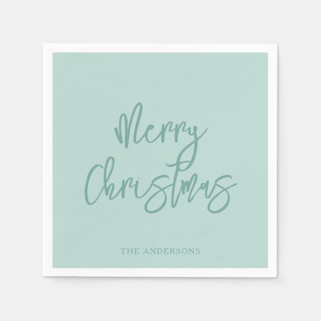 Elegant Winter Green Minimalist Script Christmas Serviette (Vorderseite)