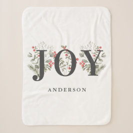 Elegant Winter Greenerity JOY Christmas Holiday Sherpadecke