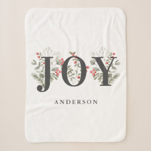 Elegant Winter Greenerity JOY Christmas Holiday Sherpadecke
